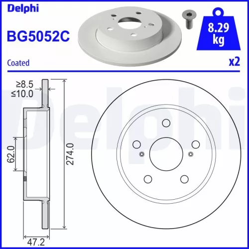 Remschijf DELPHI BG5052C)