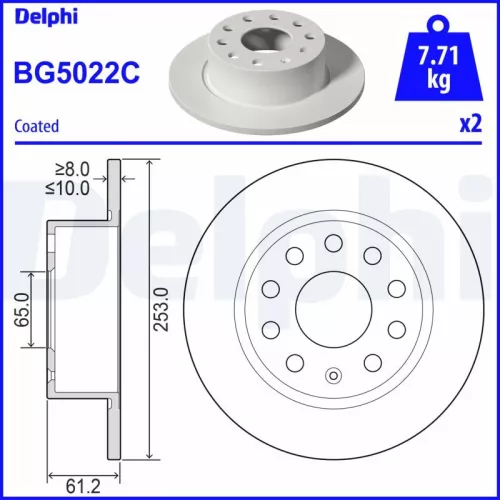 Brake Disc DELPHI BG5022C)