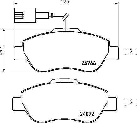 Brake Pad Set, disc brake BREMBO P 24 150)