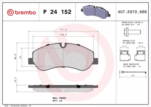 Remblokkenset, schijfrem BREMBO P 24 152)