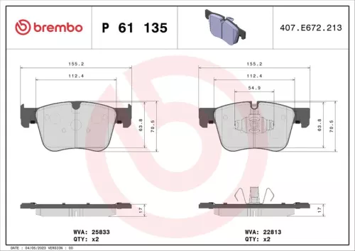 Remblokkenset, schijfrem BREMBO P 61 135)