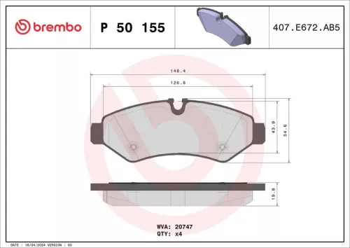 Remblokkenset, schijfrem BREMBO P 50 155)