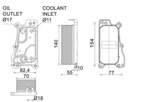 Oil Cooler, engine oil MAHLE CLC 235 000P)