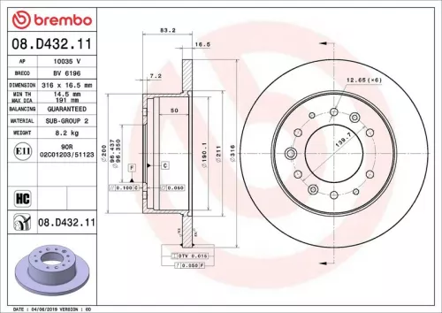 Remschijf BREMBO 08.D432.11)