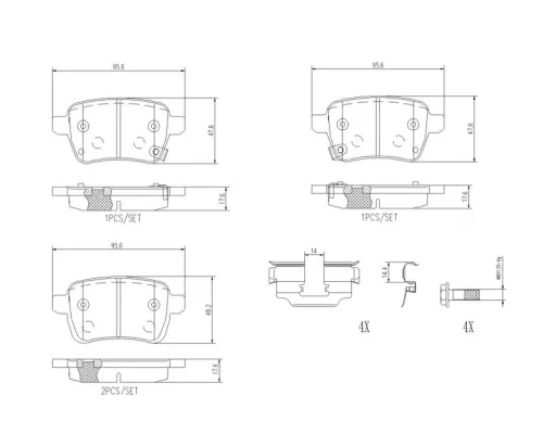 Remblokkenset, schijfrem BREMBO P 23 190)