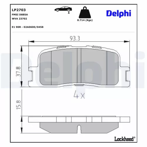 Brake Pad Set, disc brake DELPHI LP2703)