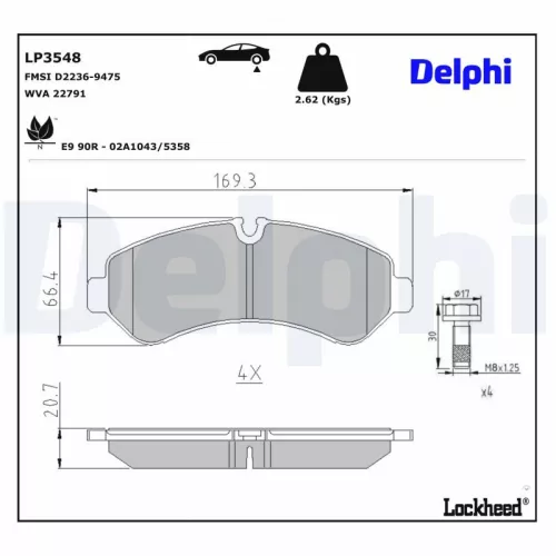 Remblokkenset, schijfrem DELPHI LP3548)