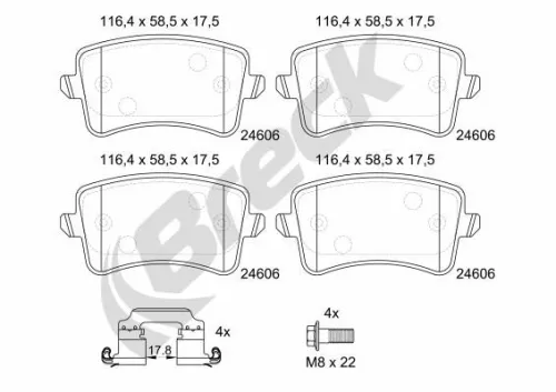 Brake Pad Set, disc brake BRECK 24606 00 554 10)