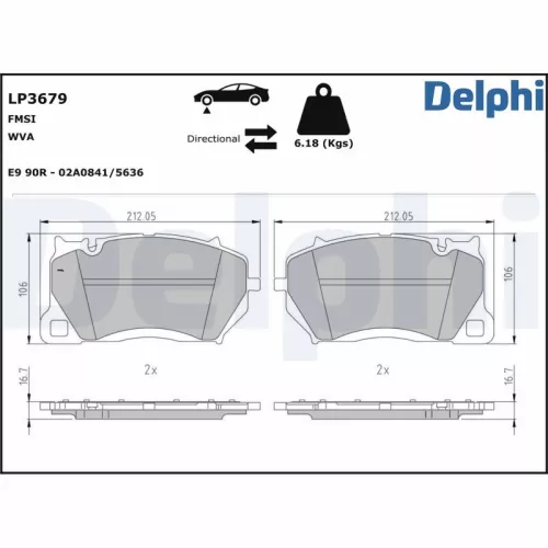 Remblokkenset, schijfrem DELPHI LP3679)
