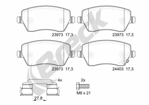 Brake Pad Set, disc brake BRECK 23973 00 702 10)