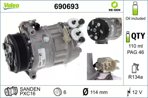 Compressor, air conditioning VALEO 690693)