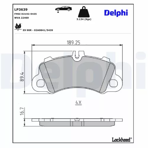 Remblokkenset, schijfrem DELPHI LP3639)