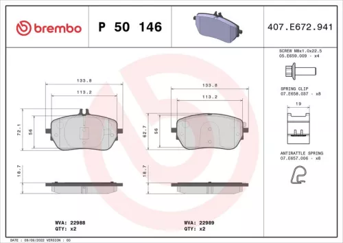 Remblokkenset, schijfrem BREMBO P 50 146)
