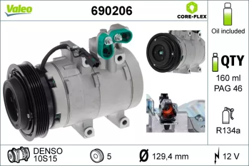 Compressor, air conditioning VALEO 690206)