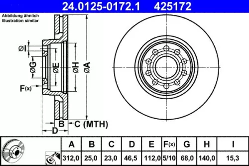 Brake Disc ATE 24.0125-0172.1)