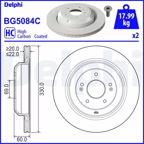 Remschijf DELPHI BG5084C)