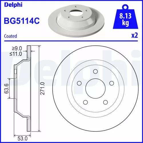 Remschijf DELPHI BG5114C)