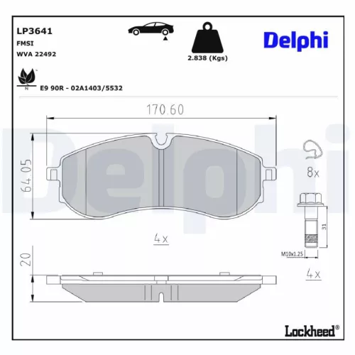 Remblokkenset, schijfrem DELPHI LP3641)