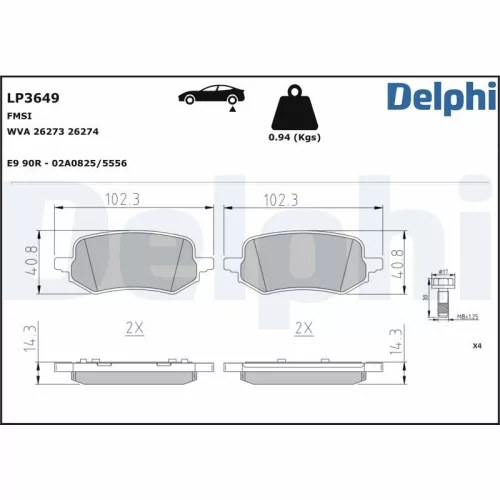 Brake Pad Set, disc brake DELPHI LP3649)