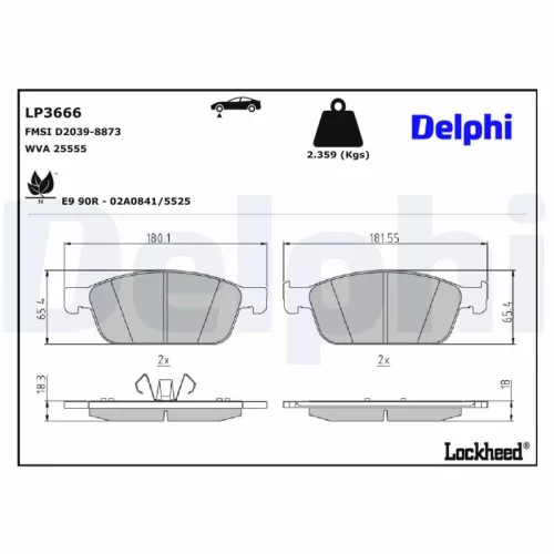 Brake Pad Set, disc brake DELPHI LP3666)