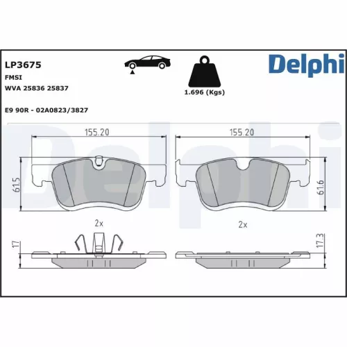 Remblokkenset, schijfrem DELPHI LP3675)