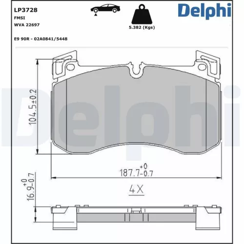 Remblokkenset, schijfrem DELPHI LP3728)