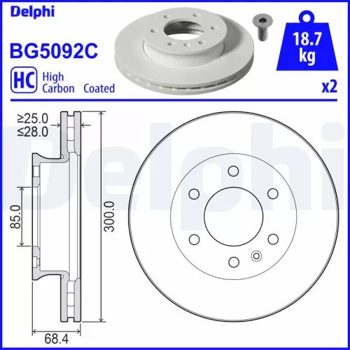 Brake Disc DELPHI BG5092C)