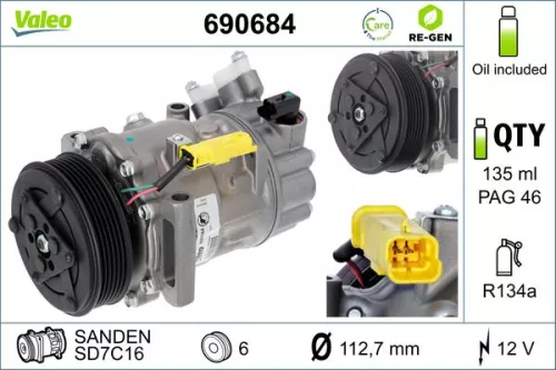 Compressor, air conditioning VALEO 690684)
