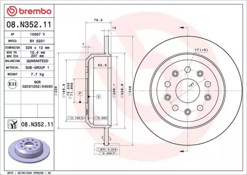 Remschijf BREMBO 08.N352.11)