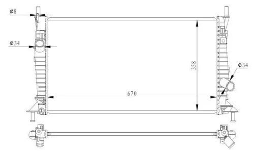 Radiator, engine cooling NRF 550014)