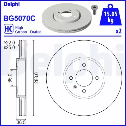 Remschijf DELPHI BG5070C)