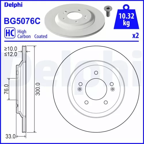 Remschijf DELPHI BG5076C)
