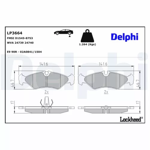 Remblokkenset, schijfrem DELPHI LP3664)