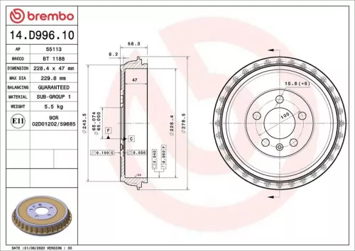 Remtrommel BREMBO 14.D996.10)