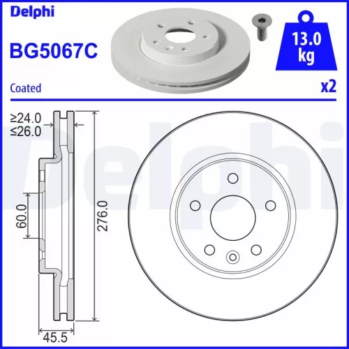 Remschijf DELPHI BG5067C)