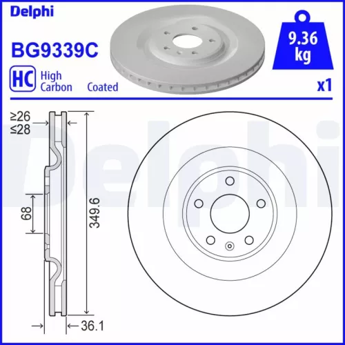 Remschijf DELPHI BG9339C)