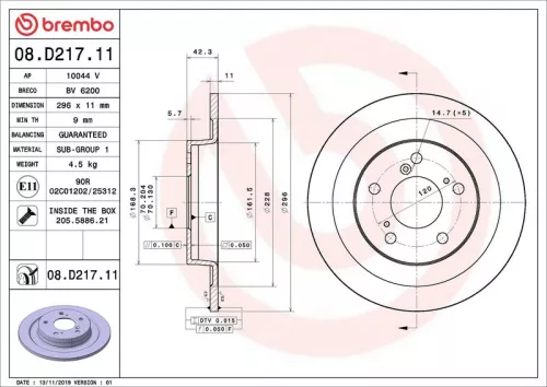 Remschijf BREMBO 08.D217.11)