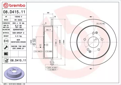 Remschijf BREMBO 08.D415.11)
