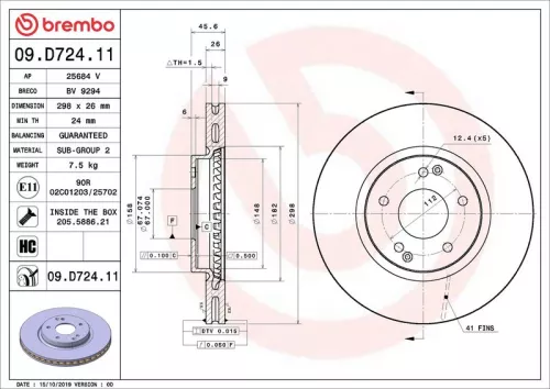 Remschijf BREMBO 09.D724.11)