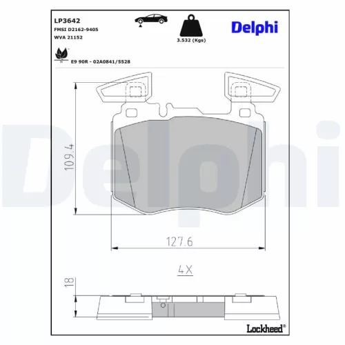 Remblokkenset, schijfrem DELPHI LP3642)
