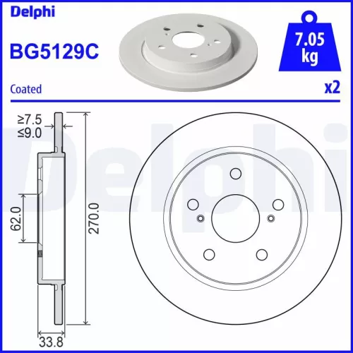 Remschijf DELPHI BG5129C)