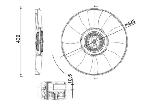 Ventilator, motorkoeling MAHLE CFF 529 000P)