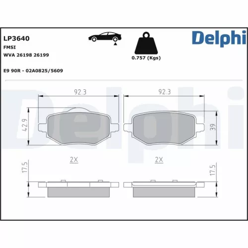 Remblokkenset, schijfrem DELPHI LP3640)