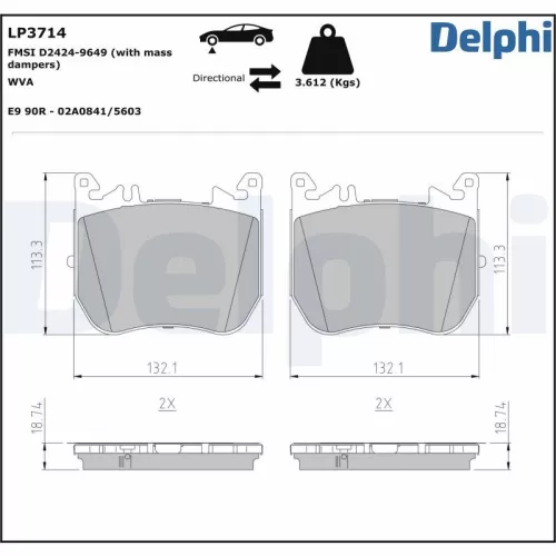 Remblokkenset, schijfrem DELPHI LP3714)