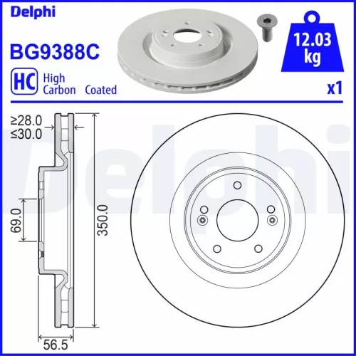 Remschijf DELPHI BG9388C)