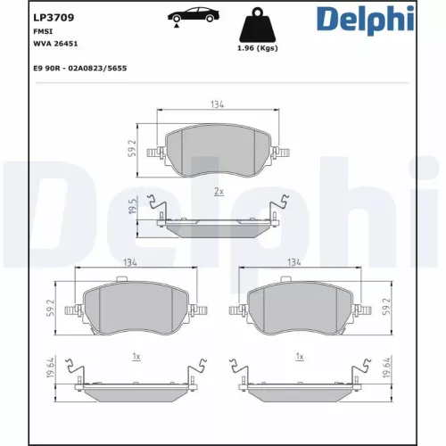 Remblokkenset, schijfrem DELPHI LP3709)