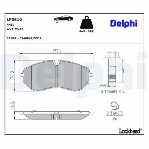 Remblokkenset, schijfrem DELPHI LP3610)