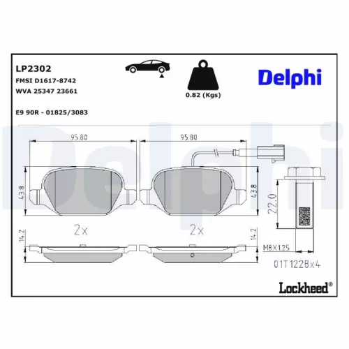 Brake Pad Set, disc brake DELPHI LP2302)