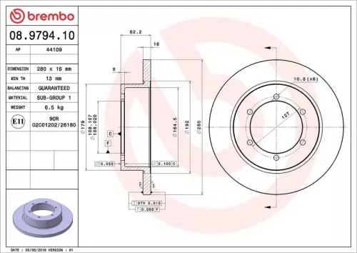 Remschijf BREMBO 08.9794.10)