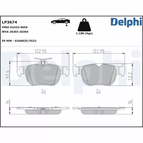 Brake Pad Set, disc brake DELPHI LP3674)